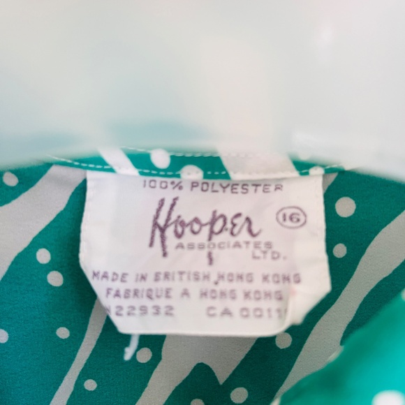 Hooper Associates Vintage 80s 90s Polka Dot Green Stripes Long Sleeve Blouse 16 - Picture 9 of 12
